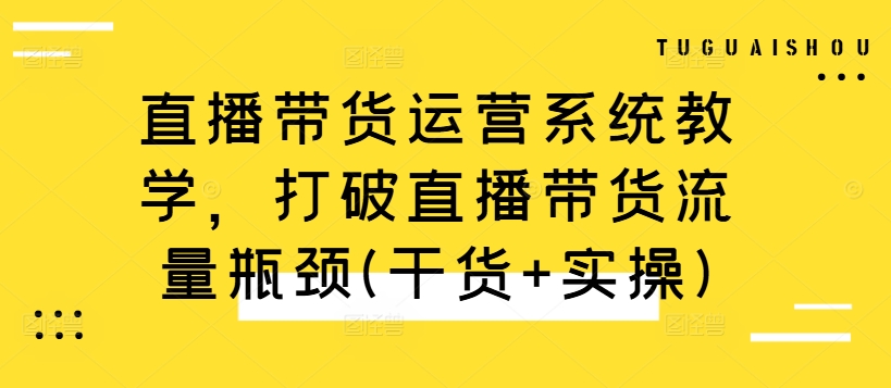 直播带货运营系统教学，打破直播带货流量瓶颈(干货+实操)-网创先锋
