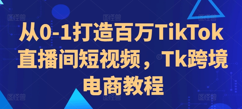从0-1打造百万TikTok直播间短视频，Tk跨境电商教程-网创先锋