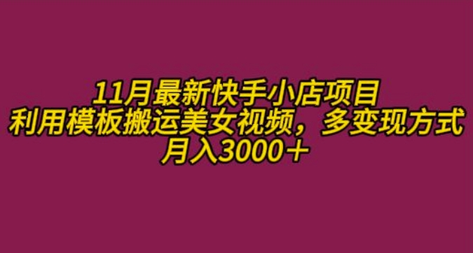 11月K总部落快手小店情趣男粉项目，利用模板搬运美女视频，多变现方式月入3000+-网创先锋