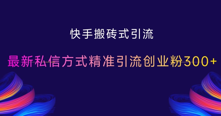 快手搬砖式引流，最新私信方式精准引流创业粉300+-网创先锋