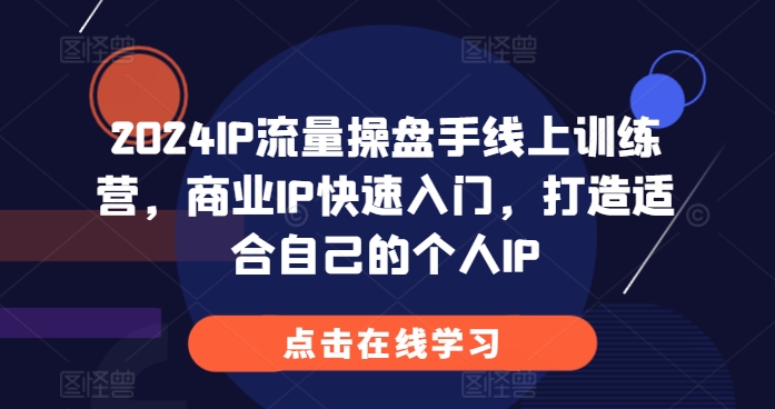 2024IP流量操盘手线上训练营，商业IP快速入门，打造适合自己的个人IP-网创先锋