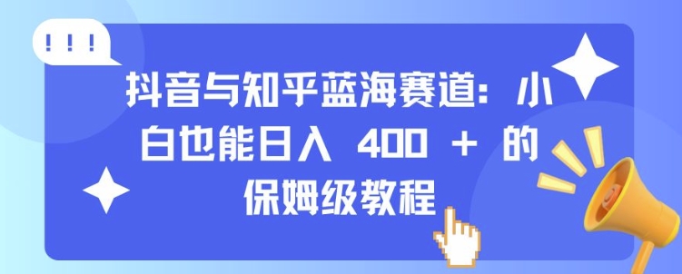 抖音与知乎蓝海赛道：小白也能日入 4张 的保姆级教程-网创先锋