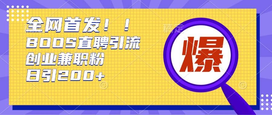 通过Boss直聘，每天轻松钓到200+多条创业大鱼的秘籍【揭秘】-网创先锋