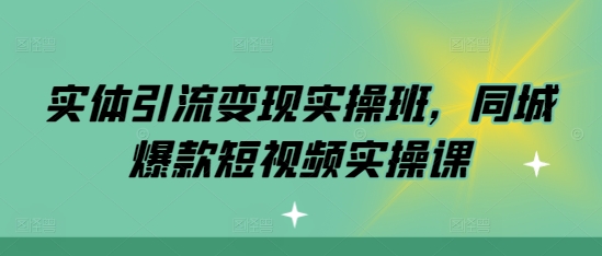 实体引流变现实操班，同城爆款短视频实操课-网创先锋