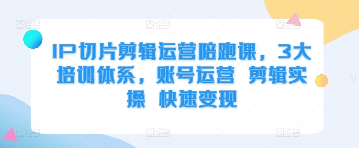 IP切片剪辑运营陪跑课，3大培训体系，账号运营 剪辑实操 快速变现-网创先锋