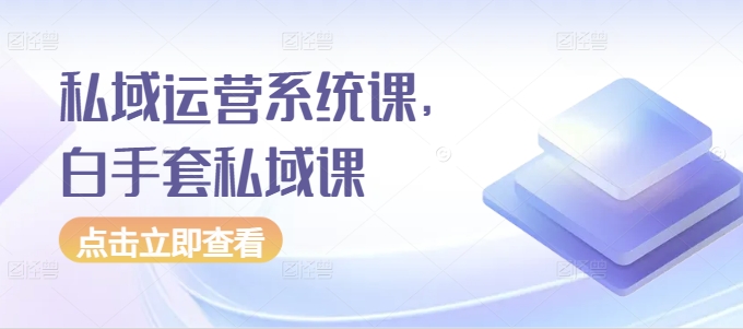 私域运营系统课，白手套私域课-网创先锋