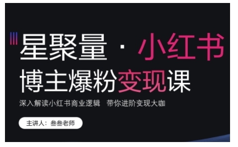 小红书博主爆粉变现课，深入解读小红书商业逻辑，带你进阶变现大咖-网创先锋