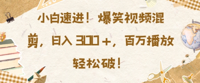 小白速进，爆笑视频混剪，日入3张，百万播放轻松破【揭秘】-网创先锋