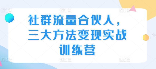 社群流量合伙人，三大方法变现实战训练营-网创先锋