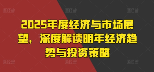 2025年度经济与市场展望，深度解读明年经济趋势与投资策略-网创先锋