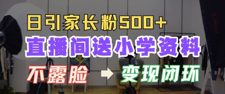 直播间送小学资料，每天引流家长粉500+，变现闭环模式【揭秘】-网创先锋