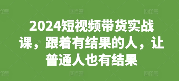 2024短视频带货实战课，跟着有结果的人，让普通人也有结果-网创先锋