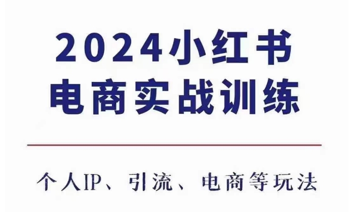 2024小红书电商3.0实战训练，包含个人IP、引流、电商等玩法-网创先锋