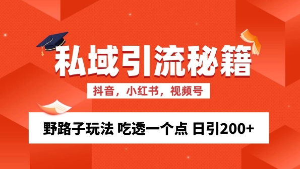私域流量的精准化获客方法 野路子玩法 吃透一个点 日引200+ 【揭秘】-网创先锋