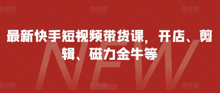 最新快手短视频带货课，开店、剪辑、磁力金牛等-网创先锋