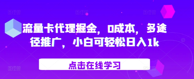 流量卡代理掘金，0成本，多途径推广，小白可轻松日入1k-网创先锋