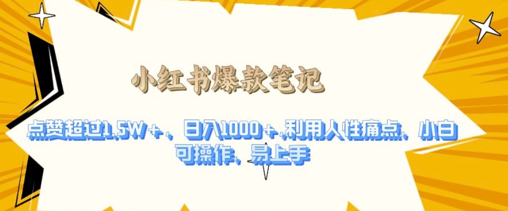 利用人性的痛点，打造爆款笔记，获得点赞超过1.5W+，日入1k【揭秘】-网创先锋