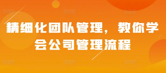 精细化团队管理，教你学会公司管理流程-网创先锋