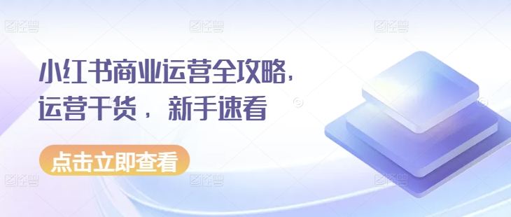 小红书商业运营全攻略，运营干货 ，新手速看-网创先锋