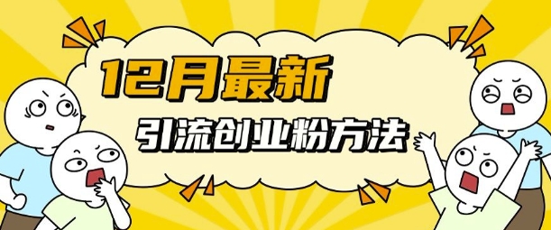 12月最新引流创业粉方法，方法非常简单，适用于多平台-网创先锋