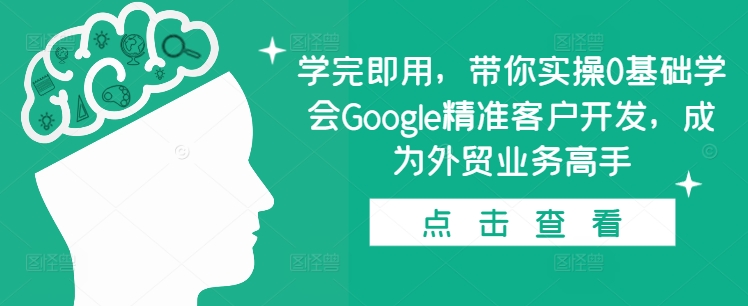 学完即用，带你实操0基础学会Google精准客户开发，成为外贸业务高手-网创先锋