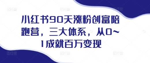 小红书90天涨粉创富陪跑营，​三大体系，从0~1成就百万变现，做小红书的最后一站-网创先锋
