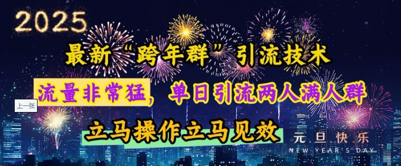 最新“跨年群”引流，流量非常猛，单日引流两人满人群，立马操作立马见效【揭秘】-网创先锋