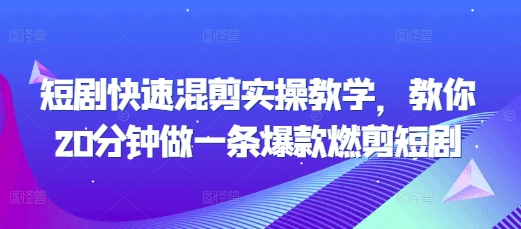 短剧快速混剪实操教学，教你20分钟做一条爆款燃剪短剧-网创先锋