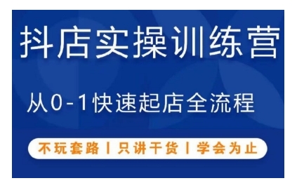 抖音小店实操训练营，从0-1快速起店全流程，不玩套路，只讲干货，学会为止-网创先锋