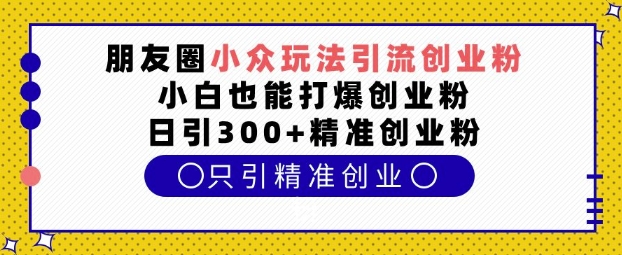 朋友圈小众玩法引流创业粉，小白也能打爆创业粉，日引300+精准创业粉【揭秘】-网创先锋
