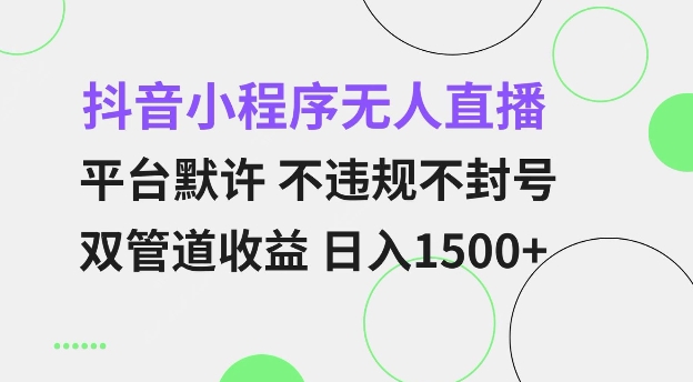 抖音小程序无人直播 平台默许 不违规不封号 双管道收益 日入多张 小白也能轻松操作【仅揭秘】-网创先锋