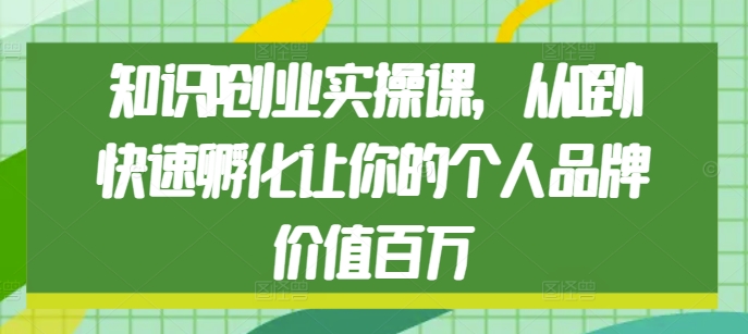 知识IP创业实操课，从0到1快速孵化让你的个人品牌价值百万-网创先锋