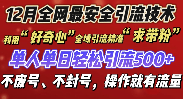 12 月份全网最安全引流创业粉技术来袭，不封号不废号，有操作就有流量【揭秘】-网创先锋