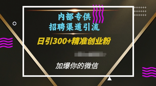 内部招聘渠道日引流300+创业粉，加爆你的微信【揭秘】-网创先锋