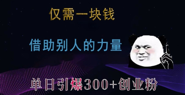 仅需一块钱，借助别人的力量，单日引爆300+创业粉、兼职粉【揭秘】-网创先锋