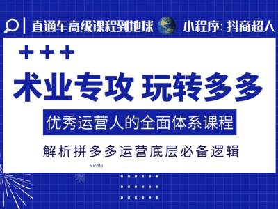 术业专攻玩转多多，优秀运营人的全面体系课程，解析拼多多运营底层必备逻辑-网创先锋