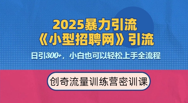 2025最新暴力引流方法，招聘平台一天引流300+，日变现多张，专业人士力荐-网创先锋