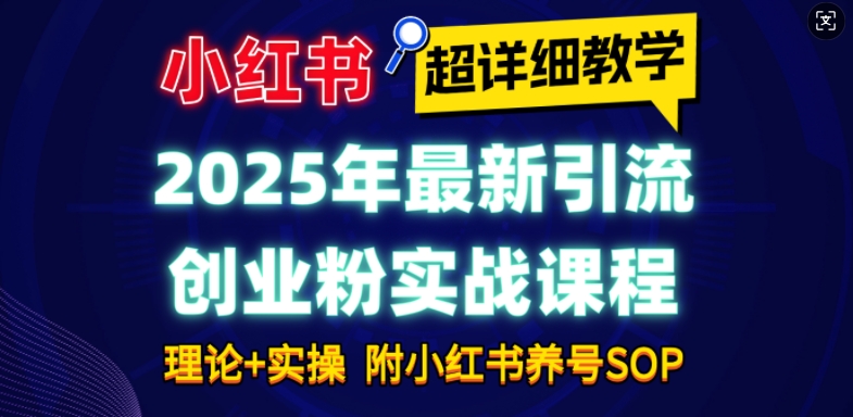 2025年最新小红书引流创业粉实战课程【超详细教学】小白轻松上手，月入1W+，附小红书养号SOP-网创先锋