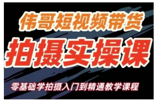 短视频带货拍摄实操课，零基础学拍摄入门到精通教学-网创先锋