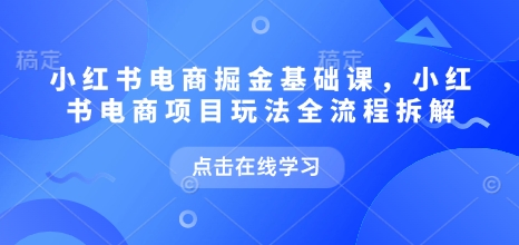 小红书电商掘金课，小红书电商项目玩法全流程拆解-网创先锋