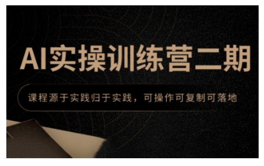 AI实操训练营二期，课程源于实践归于实践，可操作可复制可落地-网创先锋