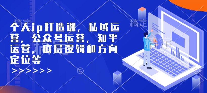 个人ip打造课，私域运营，公众号运营，知乎运营，底层逻辑和方向定位等-网创先锋
