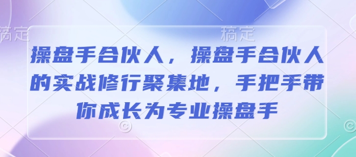 操盘手合伙人，操盘手合伙人的实战修行聚集地，手把手带你成长为专业操盘手-网创先锋