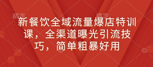 新餐饮全域流量爆店特训课，全渠道曝光引流技巧，简单粗暴好用-网创先锋