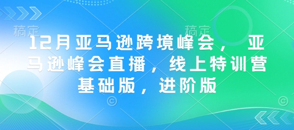 12月亚马逊跨境峰会， 亚马逊峰会直播，线上特训营基础版，进阶版-网创先锋