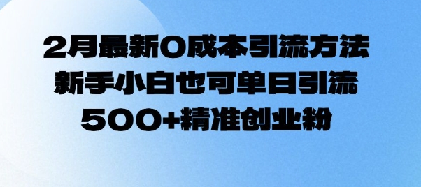 2月最新0成本引流方法，新手小白也可单日引流500+精准创业粉-网创先锋