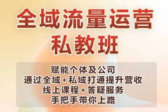 全域流量运营操盘课，赋能个体及公司通过全域+私域打通提升营收-网创先锋
