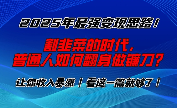 2025年最强变现思路，割韭菜的时代， 普通人如何翻身做镰刀？【揭秘】-网创先锋
