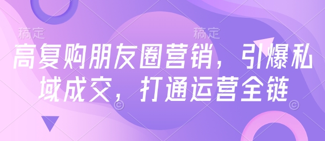 高复购朋友圈营销，引爆私域成交，打通运营全链-网创先锋