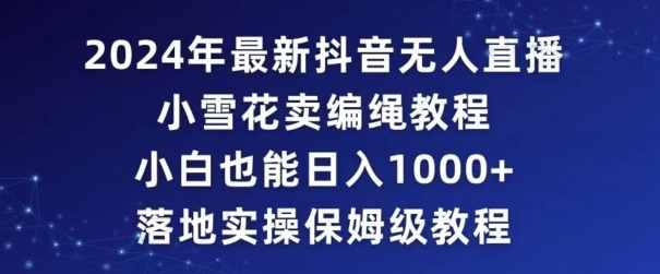 2024年抖音最新无人直播小雪花卖编绳项目，小白也能日入1000+落地实操保姆级教程【揭秘】-网创先锋